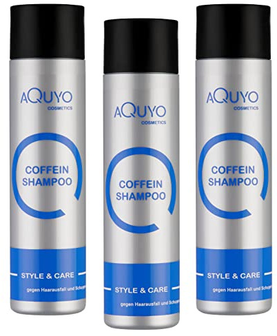 Style & Care Coffein Shampoo gegen Haarausfall, fettiges Haar und Schuppen (3x 250ml) | Haarpflege mit Zink und Biotin lindert Haarausfall und fördert das Haarwachstum | Haarshampoo bei Kopfhautjucken