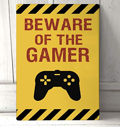 Beware of the Gamer, funny gaming quote A4 metal sign wall art Gamers accessories