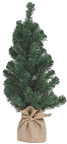 Aurora Store.it Mini Albero di Natale Verde con Sacco di Iuta Juta, Alberello Pino Altezza 40 cm Diametro Ø 40 cm 50 Rami