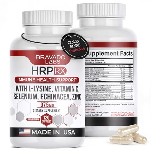 Bravado Labs L Lysine Cold Sore Treatment 250mg per Serving - 120 Capsules