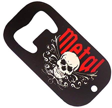 Fördeblau Robuster Edelstahl Flaschenöffner mit Totenkopf und Tribal Design - Schlüsselanhänger und Kapselheber für Rock- und Metal-Fans