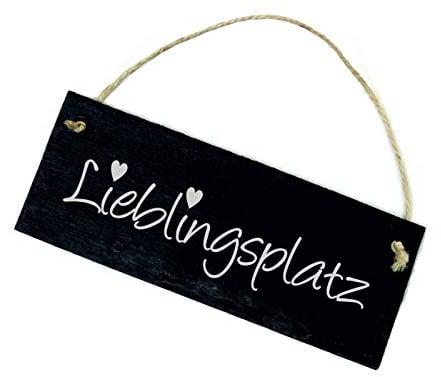 Schiefertafel Lieblingsplatz - Schild mit Herzen - Türschild 22 x 8 cm | Dekolando