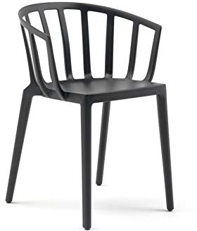 Kartell 5806/NE Sedia Venice Mat con Braccioli, Set di 2 Sedie, H 75 x L 52,5 cm, Nera Opaca Soft Touch
