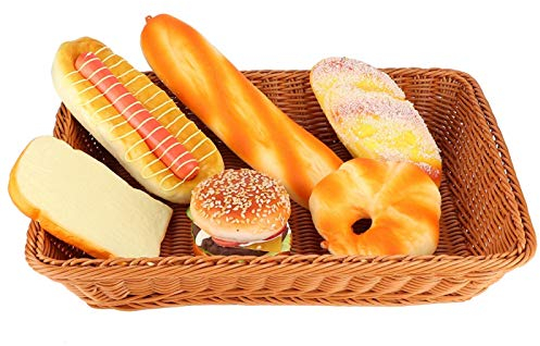 Cesta de pan Rectangular de tejido marrón Cesta de almacenamiento de alimentos Cesta de frutas Cesta de servicio de mesa para buffet Panadería Hogar Restaurante Supermercado(L)