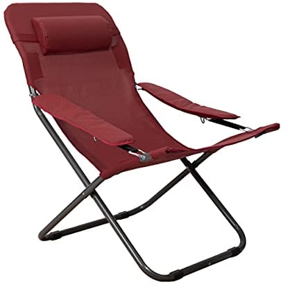 HOMECALL Camping-Klappstuhl mit 2 x 1 Textilene und verstellbarer Rückenlehne - Rot