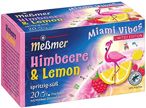 Meßmer Miami Vibes | Himbeere & Lemon | 20 Teebeutel | Glutenfrei | Laktosefrei | Vegan