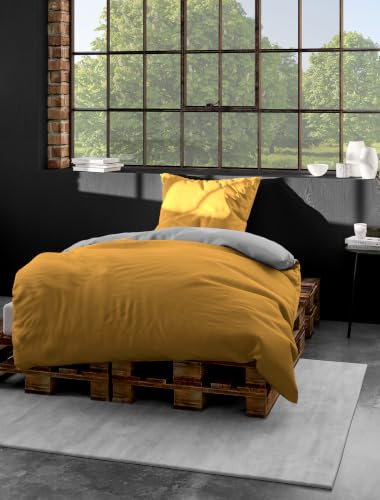 Bierbaum Bettwäsche UNI 3714, Mako-Satin, Made in Germany, curry 40, 155x220 + 80x80 cm, Komfortgröße