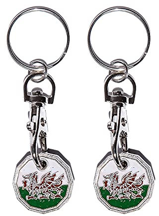 Craft 4 You Welsh Dragon Keyring – Wales Flag Trolley Token and Pound Coin Holder for Shopping Trolleys, Grocery Carts, Keychain Accessory, and Trolley Coin Keyring UK