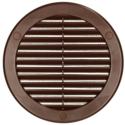 KOTARBAU® Lüftungsgitter Rund Fi 100 mm Braun mit Insektenschutzgitter