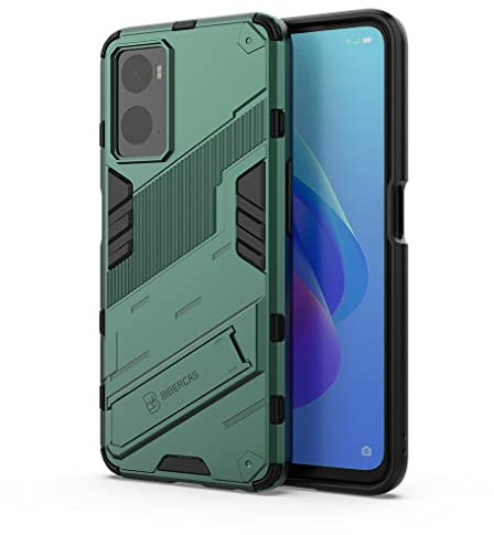 SEAHAI Cover per Oppo A96 / Oppo A76 / Realme 9i / Oppo A36, [Militare Anti-Caduta] Cornice Paraurti in Silicone Morbido Ultra Sottile Custodia, con Supporto Pieghevole Nascosto Kickstand - Verde