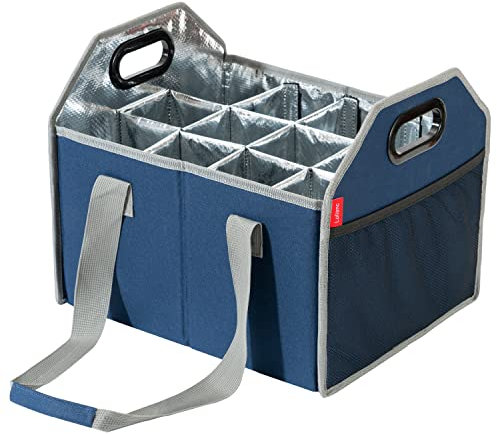 Luilanc Boîte de rangement pliable pour 12 bouteilles de vin - Réutilisable - Portable - Pour déménagement, vacances, courses, dégustation de vin