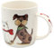 Dekohelden24 Kaffeebecher Kaffeetasse aus Porzellan - Motiv: Hungrige Hunde - Größe H/Ø: 9 x 8 cm, Fassungsvermögen 300ml, spülmaschinengeeignet