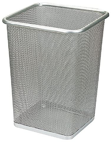 AVRYN Garbage Can,Waste Rubbish Bin,Trash Bin Iron Paint Mesh Trash Can Round Square Waste Paper Basket Living Room Lobby Uncovered Bucket Office (Color : Grey)