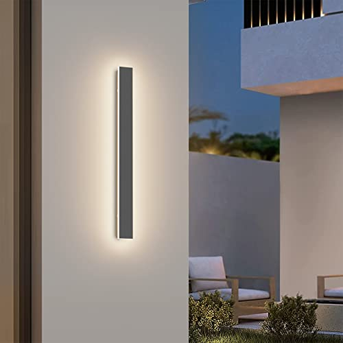 K-Bright 20W Lange Wandleuchte Villa Wandleuchte Dunkelgrau Wandleuchte Wasserdicht Ip65 Außen LED Wandleuchte für Gärten, Terrassen,Schlafzimmer Wohnzimmer Innen wandleuchte, 60CM,4000K