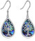 POPLYKE 925 Sterling Silver Tree of Life Earrings for Women Teardrop Abalone Dangle Earrings Tree of Life Jewellery Birthday Gifts