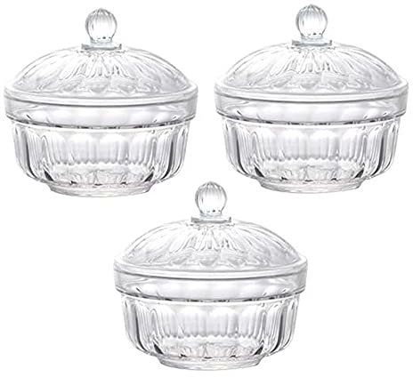 123Arts 3pcs Plastic Candy Dishes Sugar Bowls Spice Jars Storage Pots with Lid