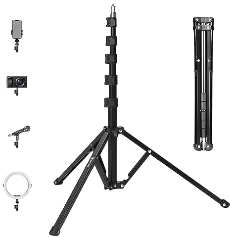 TARION Studio Light Stand 190cm Portable Photographic Lighting Tripod Stand Foldable Photo Stand Boom Aluminum Professional Lighting Stand for Photography Reflector Umbrella Softbox (FLS-20)