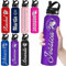 kioskbanks Personalized Water Bottles with Straw 24oz Custom Engraved Water Bottle for School Customized Name Double Wall Insulated-Purple