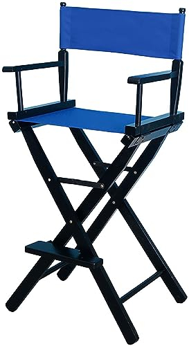 MIYUEWU Holzrahmen tragbarer Regiestuhl,Make-up-Stuhl zusammenklappbarer Outdoor-Künstler-Regisseur-Stuhl, professionelles Schönheitswerkzeug Make-up-Zubehör Lounge-Stuhl,Blau