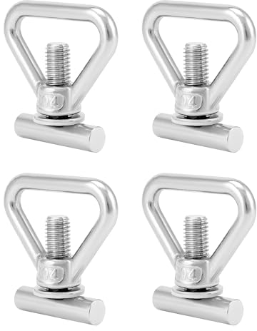 QWORK® 4 pièces Anneaux d'arrimage M10 pour l'arrimage du Chargement, Raccords de Rail d'arrimage pour Voitures T5 T6, Acier Inoxydable 304, Capacité 100kg