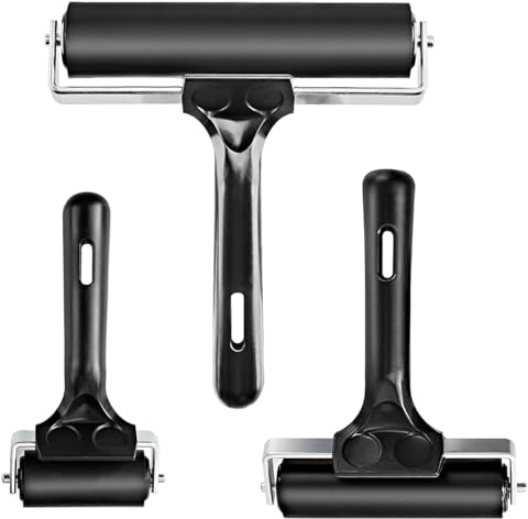 Yorwe Rubber Roller, Brayer Ideal for Anti Skid Tape Construction Tools, Print, Ink and Stamping Tools(2.5 & 4 & 6-Inch, Black)