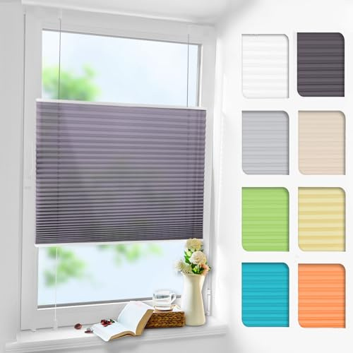 Linhu Plissee ohne Bohren Anthrazit 60x160cm (BxH), Klemmfix Rollo für Fenster & Tür – Blickdicht & Lichtdurchlässig, Up & Down verstellbar, Sichtschutz & Sonnenschutz, Easyfix Faltrollo