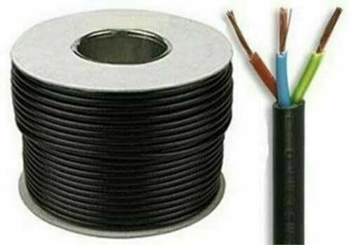 Black 3 Core Flex 3183Y 0.5mm 0.75mm 1.0mm 1.5mm 2.5mm Mains Wire Cable Electric (25, 2.5mm (24AMP))