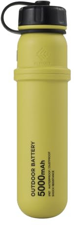 ELECOM NESTOUT Portable Charger, 5000mAh Outdoor Battery Power Bank, 15W USB-C Fast Charging, Waterproof IP67, Durable Shockproof, Battery Pack for Smartphone Tablet Hiking Travel Camping - Mustard