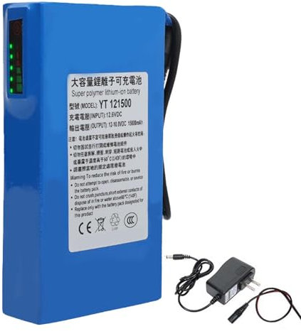 HSSYTZOUL Batteria Lipo Portatile 15000Mah DC 12V Ricaricabile agli Ioni di Litio per Fotocamere Wireless, Videocamere, Lettori MP3, Organo Elettronico,Blu,12V15000mAH