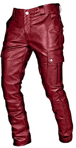 Herren Hose Lange Wetlook Schwarz Hose Herren Motorrad Lederhose Pu Leather Leggings Slim fit Bikerhose Slim Fit Kunstleder Hosen Lederjeans Clubwear Bühnenshow Kostüm