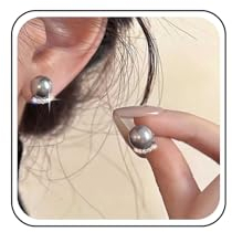 Aneneiceera Vintage Kristall Graue Perlen Ohrringe - Arc CZ Ohrstecker Kleine Runde Schmuck Für Frauen Und Mädchen