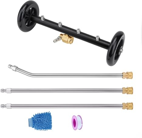 Laopypor Dual-Function Undercarriage Cleaner,16 Inch Surface Cleaner for Pressure Washer,Underbody Car Wash Water Broom with 3 Pieces Extension Wand,4000 PSI
