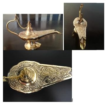 Exklusive Globale, elegante Aladin-Lampe, handgefertigt, Aladin, Messing, Aladdin Chirag, Schaustück, Geschenk, 14 cm