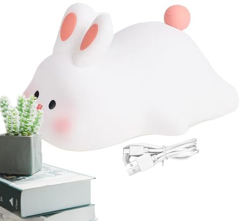 Cute Night Light - Pet Shaped Lamp, Rabbit Lightening Pendants | Multipurpose Touch Night Light Animal Nursery, Silicone Touch Lamp Soft Big Face Rabbit for Teenager Child Girl Bedside Toddler Bedroom