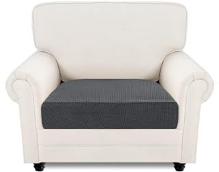 Easy-Going Stretch Sofa Sessel Überzug, 1 Stück Universeller Rutschfester Sesselbezug Sitzkissenbezug, Waschbarer Jacquard Sofaschutz Hund Katze, Kuscheliger Sofa Couch Cover, 1 Sitzer, Dunkelgrau