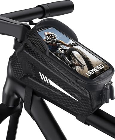 LEMEGO Fahrradtasche Rahmen, Rahmentasche Fahrrad Wasserdicht Handytasche für Smartphone bis zu 6,5 Zoll, Oberrohrtasche für Montainbikes, Rennrad