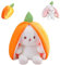Doudou lapin en peluche, 18 cm, motif de fraise, cadeau d'anniversaire pour garçons, filles, enfants