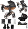 Junama Kinderwagen Diamond Heart 2in1 3in1 4in1 (02 - Schwarz und Kupfer, 4in1 mit ISOFIX Basis)