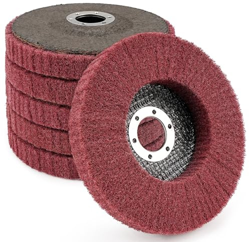SI FANG Lot de 6 Disque de Ponçage à Lamelles en Fibre de Nylon,12.5x2.2cm | 320 Grit Roue de Polissage pour Meuleuse d'angle, Pour le nettoyage, l'ébavurage et l'élimination de la rouille