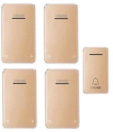 MOKLYF Wireless Doorbell,Self-Powered Waterproof Door Bell Chime Kit 1 Push Buttons And 4 Receivers with 650Ft Range 48 Chimes 6-Level Volume Plug in Doorbells,2 (2