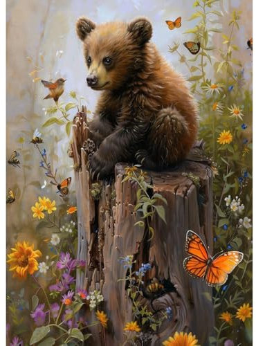 GHHKUD Bären Tiere Diamond Painting für Erwachsene, 5D DIY Diamant Painting Bilder für Erwachsene Anfänger, Diamond Art Painting Set, Full Drill Diamant Malerei für Haus Dekoration 30x40 cm