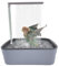 EHOTER Vogelbadewanne, Vogeldusche, Badewanne, Papagei, automatische Badewanne mit mehreren Wasserhähnen, Haustier-Vogelbadewanne für kleine, mittelgroße Sittiche, Reinigungszubehör (grau)