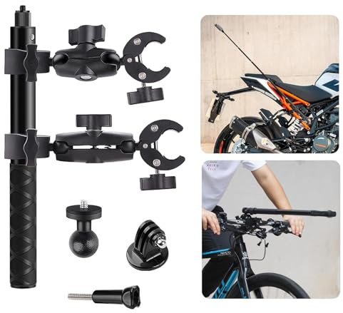 Hanured Motorrad Fahrrad ATV Lenker Action Kamera Halterung, Action Kamera Motorrad Mount für Insta360 X4 X3 X2 ONE RS R Ace, 360-Grad-Drehung, Double Clamp