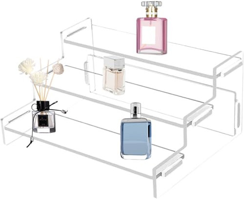 Perfume Stand, 3-Tier 7.3 x 1.9 inches Perfume Organiser, Acrylic Perfume Tray, Perfume Display Stand, Multi-Functional Fragrance Stand for Cupcake Food Desserts Perfume Collection and Collectibles