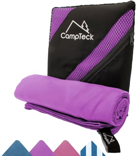CampTeck U7305 Large (180x80cm) Asciugamano in Microfibra Leggero e Compatto per lo Sport, Palestra, Spiaggia, Nuoto, Yoga, Campeggio e Molto Altro - Viola