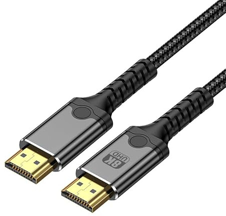 DERSUR HDMI 2.1 Cable 8K@60Hz, 3.3FT Certified Ultra High Speed 48Gbps HDMI Cable Braided Cord-4K@120Hz 8K@60Hz, DTS:X, HDCP 2.2 & 2.3, HDR 10 Compatible with Roku TV/PS5/HDTV/Blu-ray
