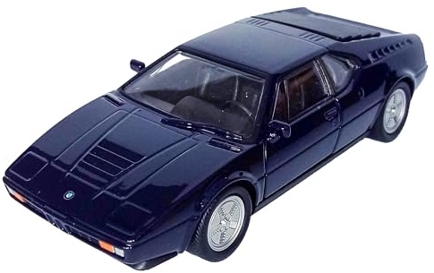 BMW M1 Modellauto 11,8cm Modell Auto aus Metall mit Rückzugmotor Spielzeugauto Spielzeug 4-Farben Welly 54 (Dunkelblau-Metallic)