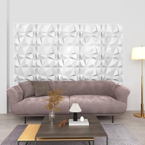 Swpsd 3D Wall Panels 24 pcs 50x50cm Diamond White 6m² Interior Wall Decor Panel for Bedroom Living Room Model150911