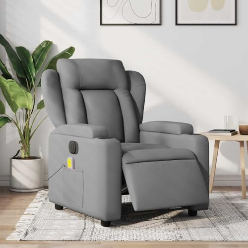 Hommdiy Relaxsessel Massagesessel Fernsehsessel Liegefunktion Elektrisch Hellgrau Stoff