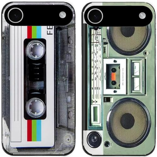 Generisch 2 Stück Retro Kassette Band Radio Musterdruck TPU Gel Silikon Dünn Handy Hülle Schutzhülle Für Smartphones (Für iPhone 17 Air)